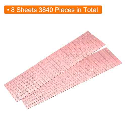 8 Sheet 3840 Pieces Self Adhesive Mirror Mosaic Tiles 5x5mm Small Square Mirror Tiles Sticker Disco Ball Stickers Mini Glass Tiles for DIY Craft Party Home Decoration (3840 Count)