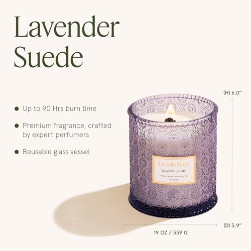 Lavender Suede Scented Candles for Home (19.4 Ounce)