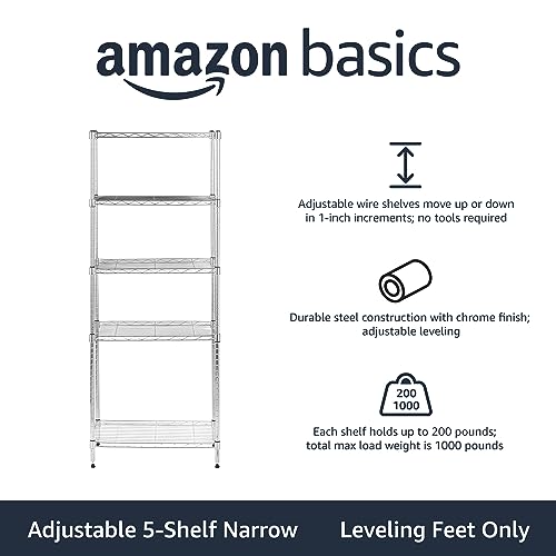 5 Shelf Adjustable Storage Shelving Unit for Garage