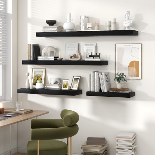 Floating Shelves 31.5" W x 10.3" D Black Set of 2 (2 Count)