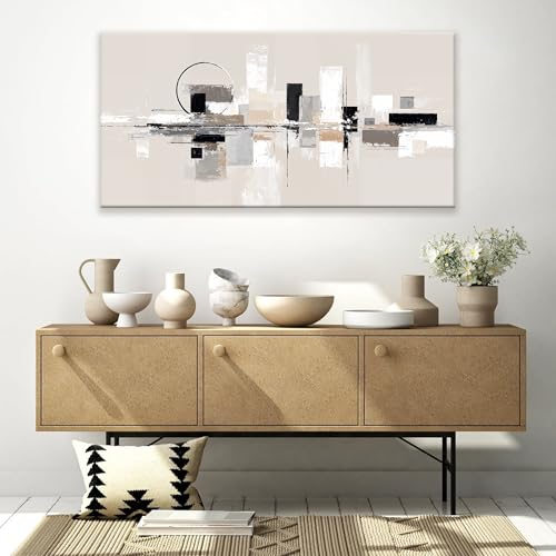 Abstract Wall Art Black White Wall Art Painting Grey Brown Canvas Art Wall Decor Prints Minimalist Abstract Wall Decor For Living Room Bedroom Kitchen Office Home Decoration 24" × 48"