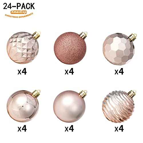 24ct Christmas Ball Ornaments Shatterproof Xmas Tree Hanging Balls Decorations Perfect for Holiday Wedding Christmas Decor (24 Count)