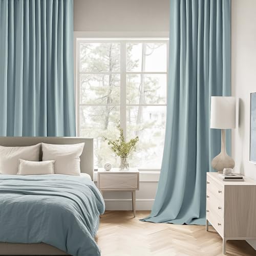 Slate Blue Back Tab Blackout Curtains 52x63 Inches Long 2 Panels Set (2 Count)