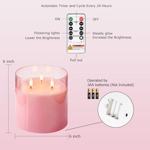 Pink Large Glass Flameless LED Candle