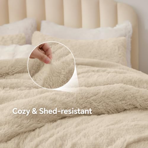 Beige Fluffy Comforter Set King