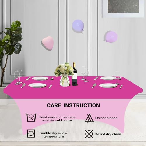 2 Pack 4FT Table Cloth for Rectangular Spandex Fuchsia Table Cover (2 Count)