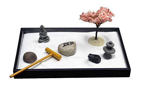 Mini Meditation Zen Garden Table Décor Kit with Accessories (7 Count)