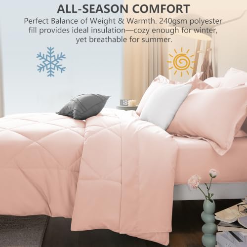 Twin Comforter Set with Sheets Blush Pink
