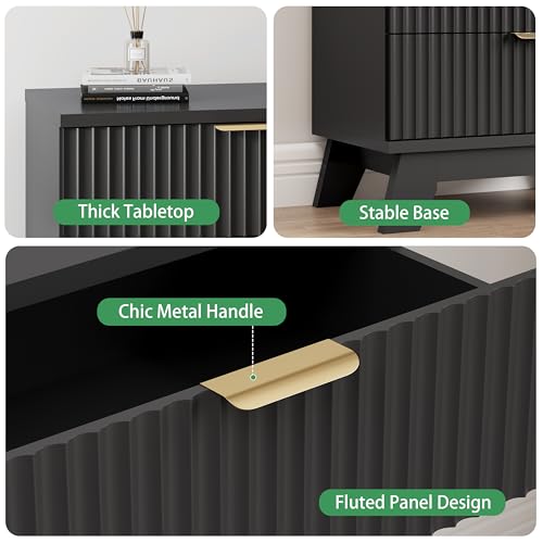 Fluted Dresser for Bedroom with 3 Drawers
