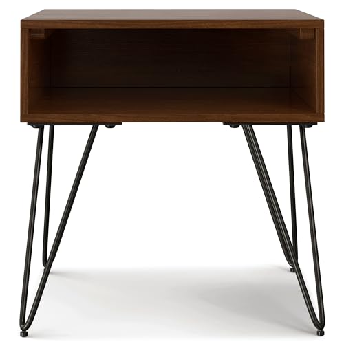 Hunter 22" Wide Metal Rectangular End Table in Walnut