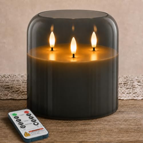 Grey Large Glass Flameless LED Candle (6 Count)