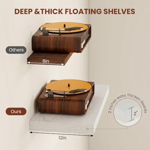 Deep Floating Shelves 48x12” Set of 2 (2 Count)