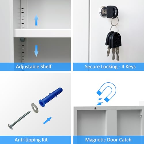 Metal Storage Cabinet with Locking Doors and Adjustable Shelves