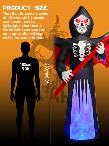 8.3FT Length Halloween Inflatables Outdoor Scythe Ghost Reaper