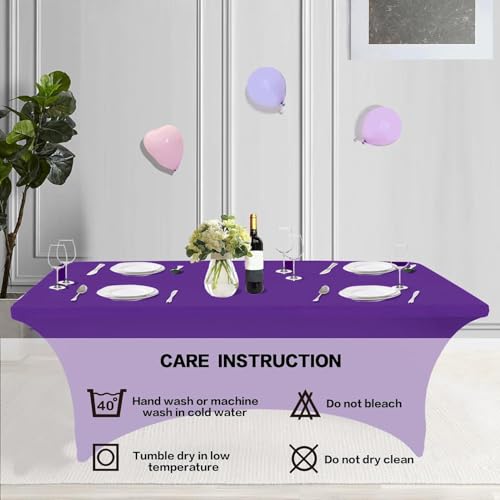 8FT Table Cloth for Rectangular Spandex Purple Table Cover