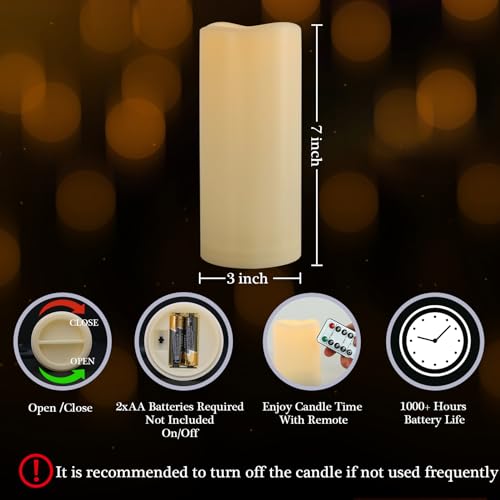 3" x 7" Outdoor Flameless Candles with Remote and Timer