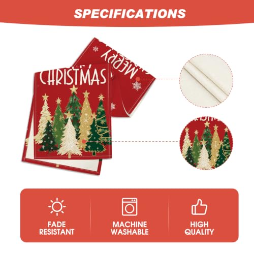 Red Xmas Trees Table Runner Home Party Decor 13x72 Inch
