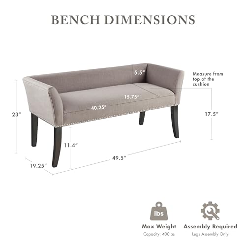 Accent Bench Upholstered with Nailhead Trim