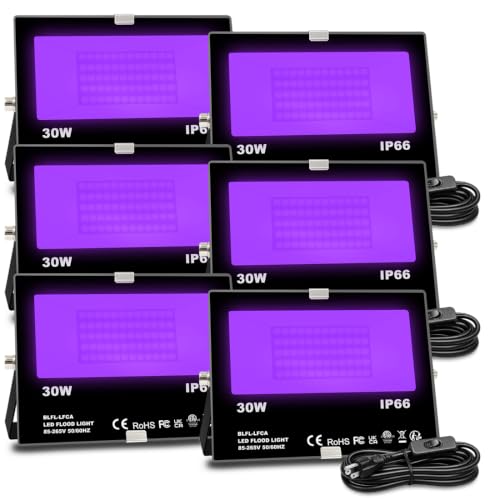 Black Light 30W LED Blacklight Flood Light Outdoor for Glow Party (6 Count)
