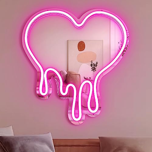 Melting Heart Neon Acrylic Mirror Sign with LED Light