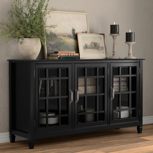 Connaught 60" Wide Solid Wood Buffet Cabinet in Black