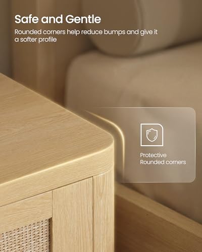 Set of 2 Boho Nightstands with Rattan (2 Count)