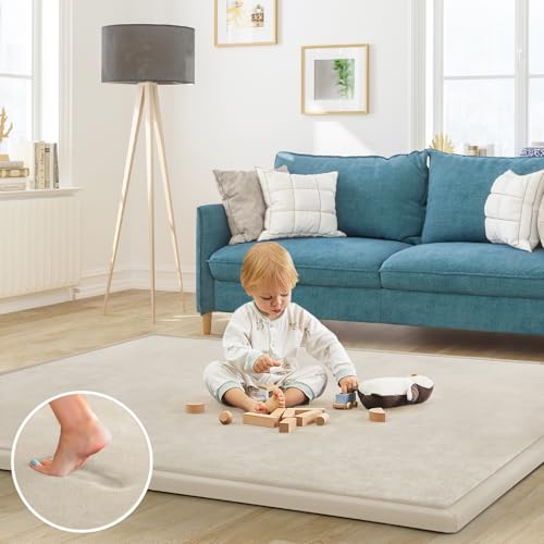 Baby Play Mat for Floor Nursery Rug Muscle Mat Area Rug Playroom Rug 59"x59" Playpen Mat Elastic Foam 1.3" Thick Crawling Mat for Babies