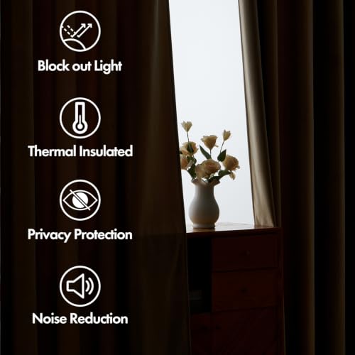 Beige Velvet Pinch Pleat Blackout Curtains W52 X L90 Inches