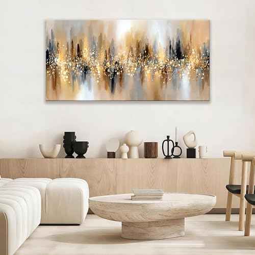 Modern Gold Abstract Wall Art For Living Room Prints 24x48 ln