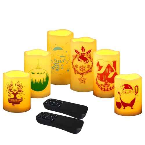 Christmas Outdoor Battery Operated Flameless LED Candles with Remote 6 Pack (6 Count)