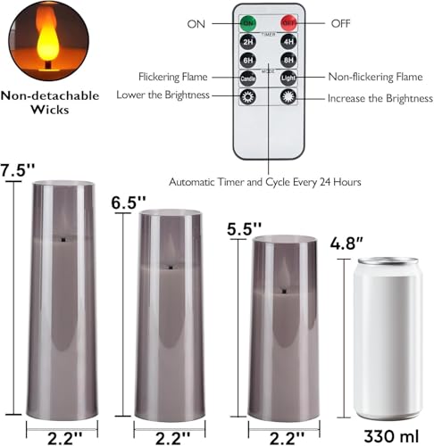 Grey Flameless Candles 9 Set (9 Count)