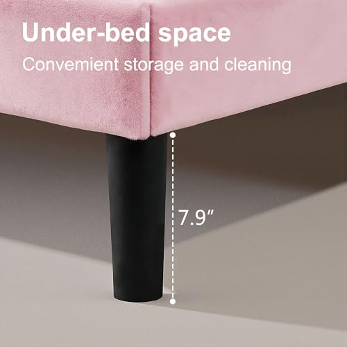 Queen Size Bed Frame with Upholstered Headboard