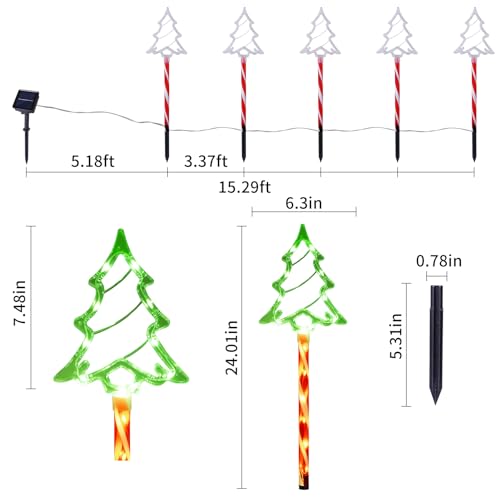 Solar Christmas Tree Pathway Lights Outdoor Decorations (10 Count)