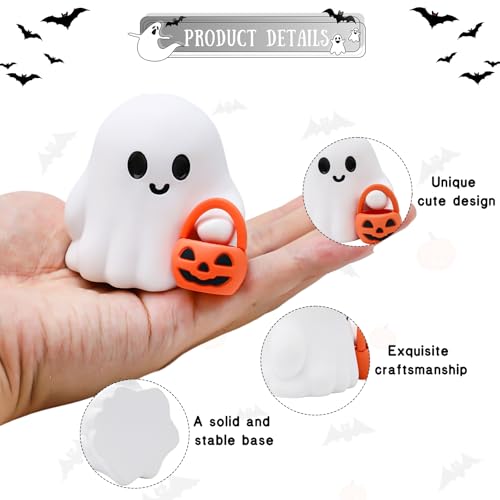 3 Pcs Halloween Ghost Figurine Ghost Resin Halloween Statue Cute Spooky Carrying Pumpkin Basket Designs Spooky Desk Display Ornament for Home and Office Tabletop Art Decoration (3 Count)