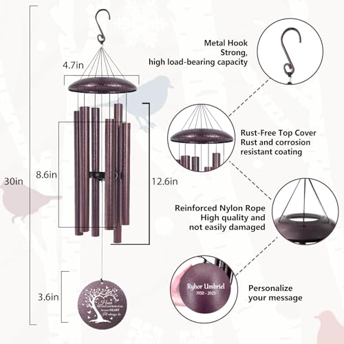 Memorial Wind Chime Personalized Name Date for Loss of Loved One Mother Father