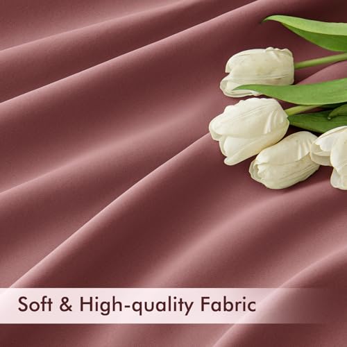 Dusty Rose Back Tab Blackout Curtains 52x120 Inch Long 2 Panels Set (2 Count)