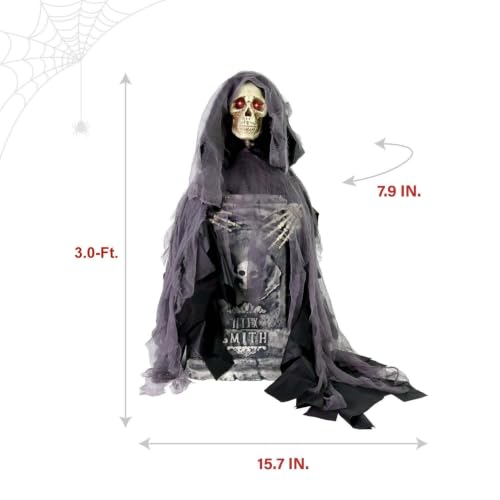 3.0 Ft. Rising Reaper with Tombstone Animatronic (3 ft Reaper with Tomb)