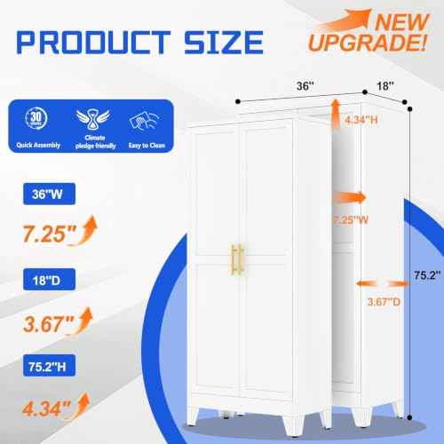 75.2" Tall Metal Storage Cabinet
