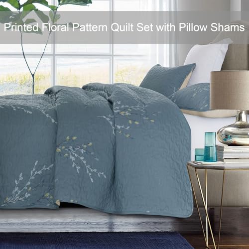 Reversible Boho Quilt King Size Blue