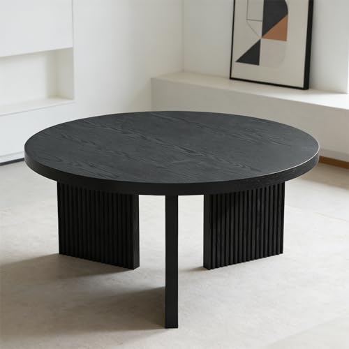 35" Wooden Round Coffee Table
