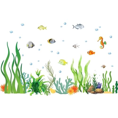 2 Sheets of 12x36 Inch Spring Summer Window Cling Sticker Fish (93 Count)