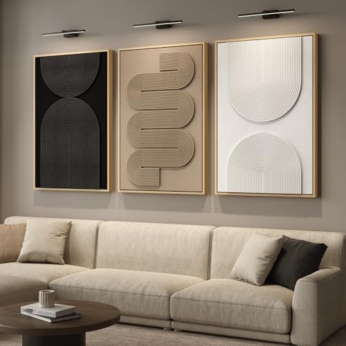 Large Framed Neutral Abstract Wall Art for Living Room (3 Count)