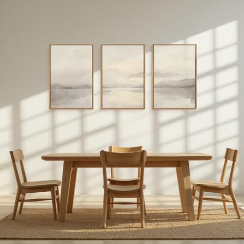 Large Abstract Neutral Beige Pastel Framed Canvas Wall Art
