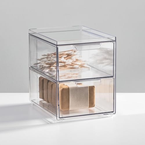 Stackable Storage Containers Box with 2 Pull (8 Count)