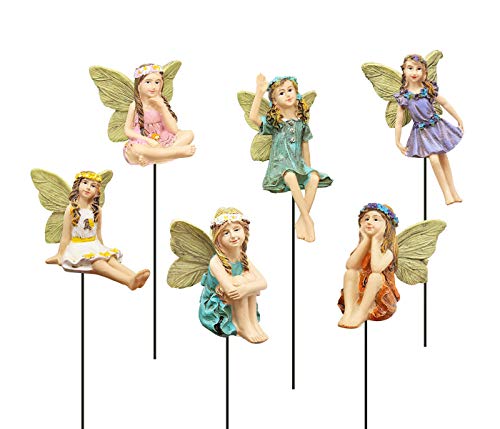 Fairy Garden Vintage Resin Fairy Figurines for Outdoor Garden Yard Lawn Supplies Home Decor Set of 6 (6 Count)