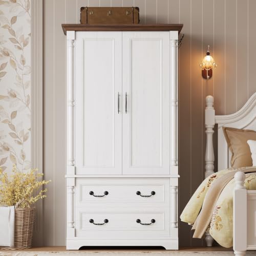 Armoire Wardrobe Closet 70" with 2 Drawers for Bedroom
