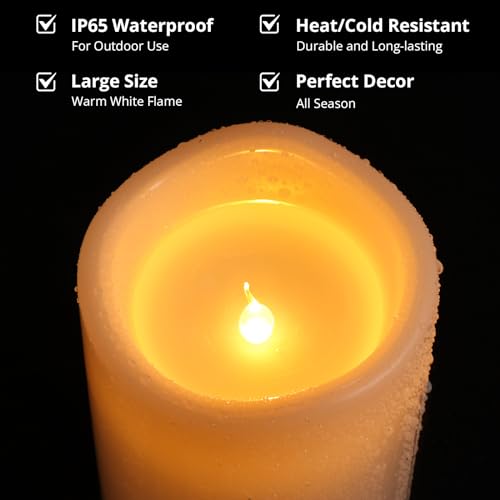 Large Outdoor Flameless Candles 6" 8" 10" x 5" (3 Count)