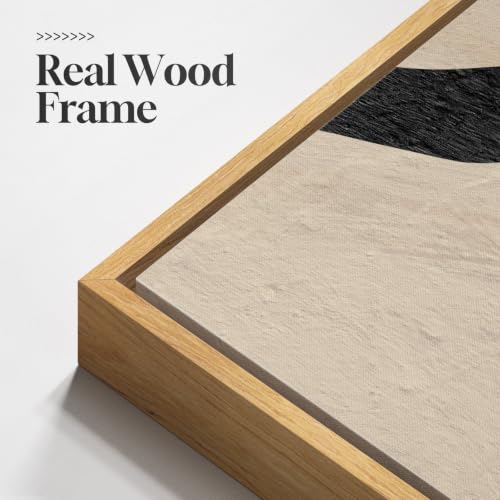 Large Framed Black Beige Abstract Wall Art for Living Room Horizontal 60x20