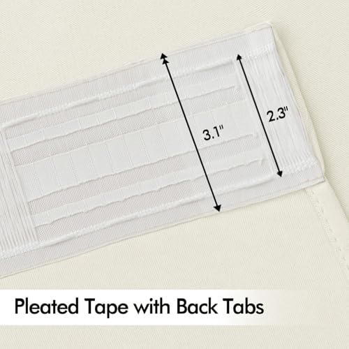 Cream Back Tab Blackout Curtains 52x84 Inch Length 2 Panels Set (2 Count)