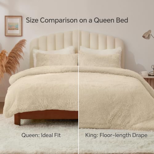 Beige Fluffy Comforter Set King